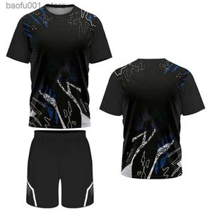 Tracksuits masculinos Badminton T-shirt e shorts definir tênis de mesa treinamento terno verão ao ar livre correndo esportes camisa respirável luz q240228