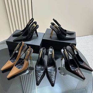 Obcasy designerskie sandały sandały skórzane sukienki buty pompki wyciągnięte palce zewnętrzne 7 cm 9 cm pięta sztyletowa na damskie luksusowe buty wieczorne kociąt czarny rozmiar 35-41 EUR