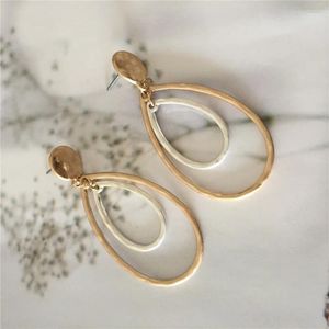 Orecchini pendenti casual placcatura in oro caldo e argento a forma di goccia per accessori quotidiani per donne e ragazze