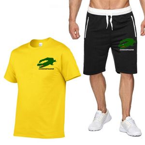 新しいメンズサマー衣料品ブランドプリント2カジュアルスーツ半袖Tシャツとショーツビーチスーツスポーツトラックアンドフィールドメン