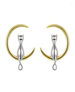 Stud Küpe Collare 925 STERLING Gümüş Kedi Ayda Kadınlar İçin Dainty Hediye Nedime S925 E6043487104