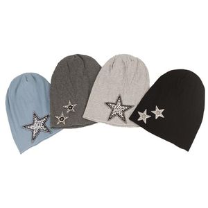 Beanie/Totenkopfkappen Beanieskl Caps Geebro Damen Slouchy Rhinestones Shining Star Ribbed Beanies Soft Fashion Ladies Stretch Sklies Hat B Dh5K0