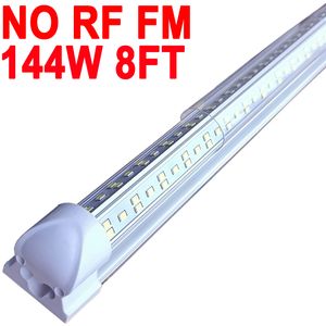 LED Shop Light 8Ft, 144W 144000LM 6500K,NO-RF RM T8 LED Light Fixture, Clear Cover, Ceiling and Utility Shops, Linkable Tube Lights, Shop Lights Rooms, Garage crestech