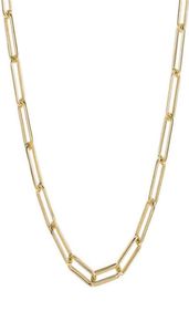 MICCI Stainls Steel Round Flat Rec Chain Choker Necklace Women 18k Gold Plated Paper Clip Paperclip Link Chain Necklac244I4099077