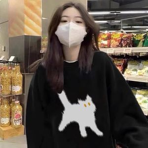 Small and trendy brand 2024 spring lazy student loose and versatile, age reducing cat Jimo hoodie for women