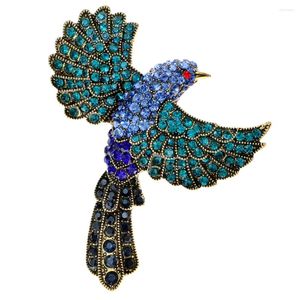 Broşlar Cindy Xiang Rhinestone Nightingale Kuş Kadınlar Mavi Renkli Hayvan Pin Büyük Vintage Aksesuarlar Yüksek Kalite