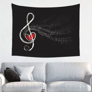 Tapestries Customized Hippie Music Note Love Tapestry Wall Hanging Home Decor Bedroom Decoration