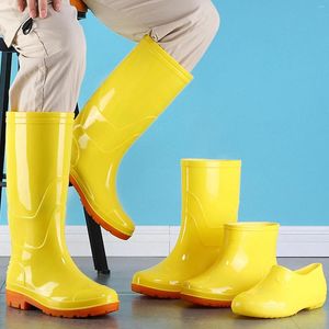 أحذية صفراء أمطار أصفر للرجال أحذية أحذية متآكل في الهواء الطلق في الهواء الطلق ماء الراحة في صيد الأسماك