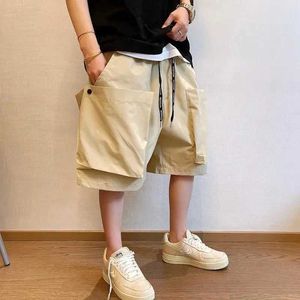 Shorts masculinos verão novo saco de rua cor sólida grande bolso à prova dwaterproof água bens shorts calças casuais harajuku j240228