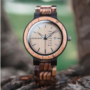 Orologi Bobo Bird orologio da uomo in legno orologio da polso casual per uomo movimento al quarzo calendario settimana supporto visualizzazione Dropshipping personalizzato