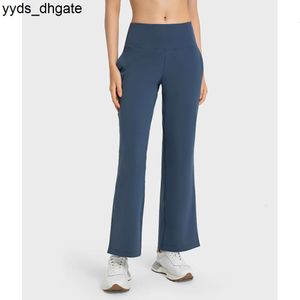 Lu Lu Align Pant Yoga Roupas femininas Jogging ao ar livre Esporte Ginásio Treino Calças femininas de pernas largas Calças esportivas de cintura alta Calças boca de sino Leggings Limão Treino Gry LL