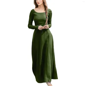 Vestidos casuais vintage manga longa vestido de coração para mulheres primavera outono sólido painel tribunal plus size gótico robe