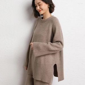 Maglioni da donna 2024 Primavera Autunno Inverno Maglione di cashmere Colletto tondo Pullover in maglia Top allentato femminile di alta qualità di grandi dimensioni