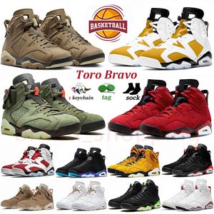 WITH TAG 2021 Nike Air Jordan Retro 6 6s Basketball Shoes VI Travis Scott x British Khaki Carmine Cactus Jack Jumpman Hare Mens Women Trainers Sneakers 40-47