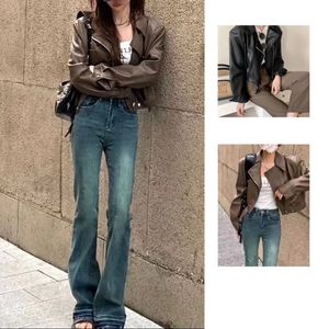 2024 Spring Autumn New Womens Jackets Faux Leather Coat Streetwears Designer Womens Lapel Short Pu Leather Coat Woman Designer Jackets Distress Asian Size S-2XL