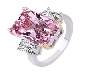 Bröllopsringar Square Pink Luxury Female White Stone Ring Fashion Jewelry Crystal Promise Engagement for Women5879057