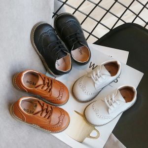 Outdoor 2021 Wysokiej jakości dziecięce buty skórzane chłopcy Sneakery oddychające Baby Toddler Buty Flat Lace Up Boys Sneaker C12214