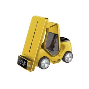 Communications Forklift Car Shaped Universal Wireless Charger Phone Holder för Smart Watch Cellphone Night Light Charging Station