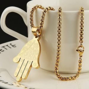 Collana con ciondolo a mano di Fatima Hamsa in acciaio inossidabile con occhio egiziano Successo e protezione Lucky NO21232s