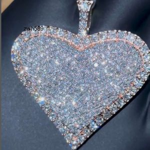 Jewelry designer Romantic Heart Shape Custom iced out pendant 925 Sterling silver Full Moissanite Diamond Hip hop Pendant Necklace PendantHipHop