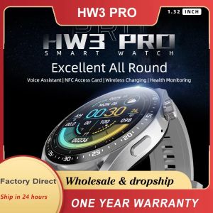 時計HW3 Pro Smart Watch Men NFCフルタッチスクリーンスポーツフィットネスウォッチIP67ウォータープルーフBluetooth Android iOSのスマートウォッチコール