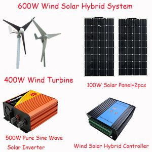 Solar 600 W Solargenerator 400 W Windgenerator 100 W Solarpanel 2 Stück 500 W Solarwechselrichter Solarwindregler mit LCD-Display