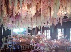 100pcslot 24色人工絹の花ウィステリアフラワーバインホームガーデンウォールハンギングラタンクリスマスパーティーウェディングデコレーションT206551519