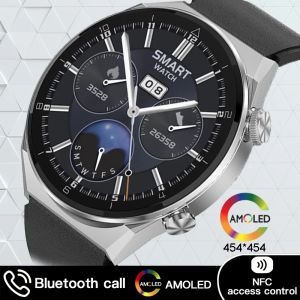 Zegarki 1,45 cala NFC Smart Watch Mężczyźni 454*454 AMOLED Women Smartwatch Bluetooth Call Wireless ładowanie Android iOS Lady Watches + Box