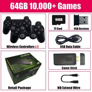 PS1/GBAサポート2/4Players用の10000 64Gワイヤレスコントローラーゲームスティックレトロハンドヘルドゲームコンソールに組み込まれたプレーヤービデオゲームコンソール