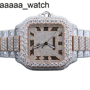 Diamanter tittar på högkarter Kvalitet Tidsmycken Iced Out Stainls Steel Automatic Luxury Round Moissanit för män och kvinnor Cy