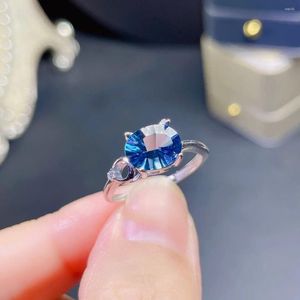 Anéis de cluster simples e moda natural topázio anel bela cor requintado acabamento real 925 prata jóias finas birthstone mulheres presente