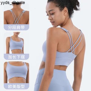 Lu Lu Align High end Fabric Double sided Brushed Cross Bra Fitness Vest Belt Shockproof Back Gathered Sport Yoga Lemon LL Sexy Fashion Many