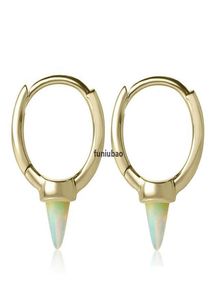 JH 925 Sterling Silver Vermeil Jewelry Mini Small Huggie Hoop With Opal Turkoises Spike Earring for Women CX2008017586948