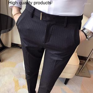Mäns kostymer 2024 Korean Summer Solid Drape Pants Högkvaliteter Högkvalitativ Sime Slim Fit Ankle Length Office Byxor Formal Wear 36