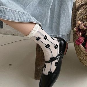 Women Socks Cute For Thin Spring Summer Japanese Style Mesh Breathable Casual Flower Kawaii Korean Female Classic