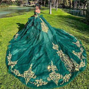 Green Quinceanera Dress Ball Glows Sequined Bow for Sweet 16 Dresses Birthday Party Prom Gowns Vestidos de Fiesta