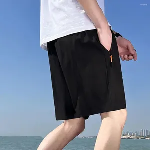 Men's Shorts Men Summer Retro Thin Sport with Zipper Pockets Elastic Waist Above Knee Length for Casual Daily