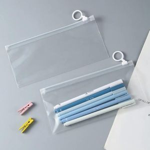 Transparent Pencil Case PVC Waterproof Pencil Bag Portable Office Travel Bag Stationery