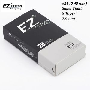 Nadeln EZ Revolution Tattoo-Patrone #14 (0,40 mm) Super Tight 7,0 XTaper Round Liner (RL) Nadel für Rotary Machine Grip 20 Stück/Box