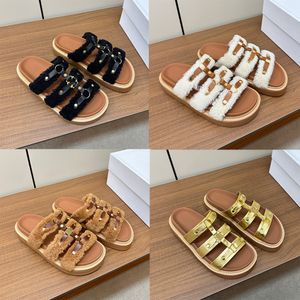 Kvinnor Designer Luxury Flat Platform Slide Slippers Cow Leather Summer Fashion Outdoor Sandals Open Toes Skor Gummi yttersula Slides 35-41