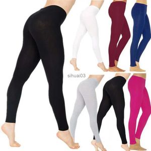 Calças femininas Capris 40%Hotladies de cor sólida elástica de cintura alta perneiras Slim Leggings ioga Elastic Sports Fitness Perneiras Hip Running Treinamento Calças P