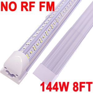 (25-Pack) 8Ft LED Shop Light NO-RF RM V Shape 144W 144000LM 6500K ,8 Foot , 96'' T8 Integrated LED Tube, Linkable Led Bulbs Garage, Warehouses, Clear Lens crestech