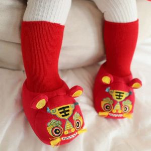 Socks Baby TigerHead ShoesNeo AutumnAnd Winter Warm ShoesAnd Socks New Year's Indoor Chinese Tradition Red AntislipToddler Shoes