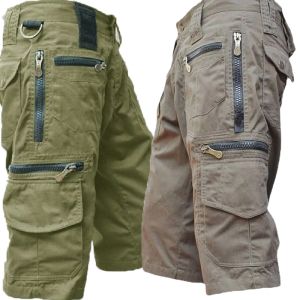 Carriers 100% cotone Pantaloni corti maschili Pantaloni estivi casual da spiaggia per le vacanze Pantaloni cargo tattici multitasche da uomo larghi taglie forti