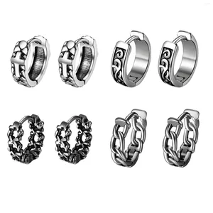 Hoop kolczyki Boniskiss Cross Hollow łańcuch ze stali nierdzewnej Huggie Melged Viking Runs Retro Gothic Ear Stud Men Men Kobiet unisex