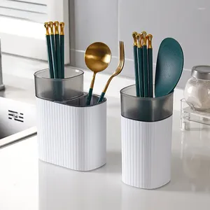 Kitchen Storage Multifunction Chopsticks Cage Holder Double Layer Tableware Cutlery Drain Rack Spoon Knives Organizer Shelf