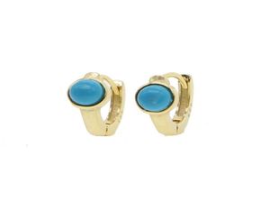 Mini Hoop Single Stone Turquoises Gem 925 Sterling Silver Gold Filled Huggie Women Girl Small Earring3723721