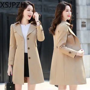 Autumn Windbreaker Women Korean Slim Long Długość Trench British Casual Plus Size Spring Jacket Fashion240228