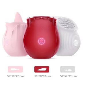 Andra hälsoskönhetsartiklar Partihandel Rose Flower Shape Nipple Vibration Tongue Vibrator Clitoral Sucking Suction Clot Sucker Dildo Toys Womens Dr Otbde