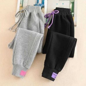 Jeans da donna New Grey Pantaloni sportivi da donna Autunno Inverno Baggy Streetwear Pantaloni sportivi oversize Pantaloni invernali spessi neri Pantaloni streetwearL2403